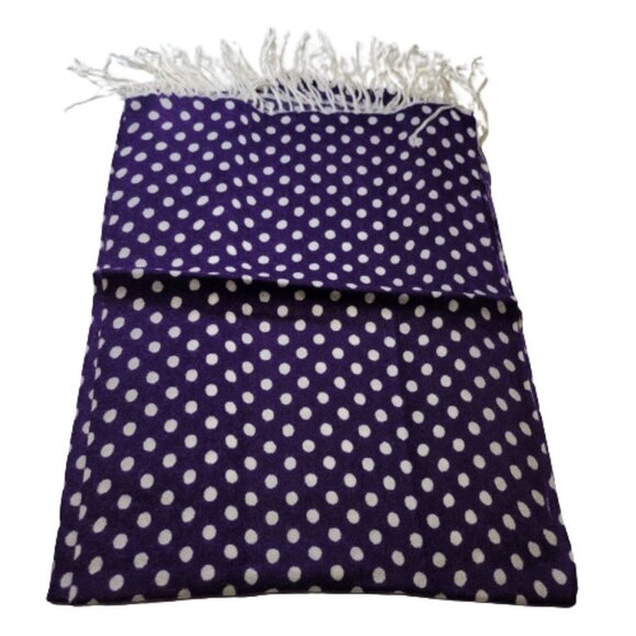 Purple Polka Dot Scarf Long Rectangular Scarf with Tassels - Picture 4 of 8